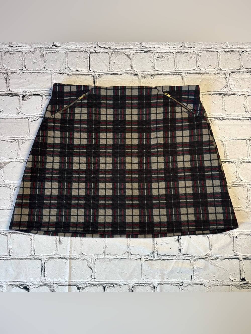 princess vera wang Plaid Mini Skirt Black Gray Red Preppy Twee Retro Size 7
